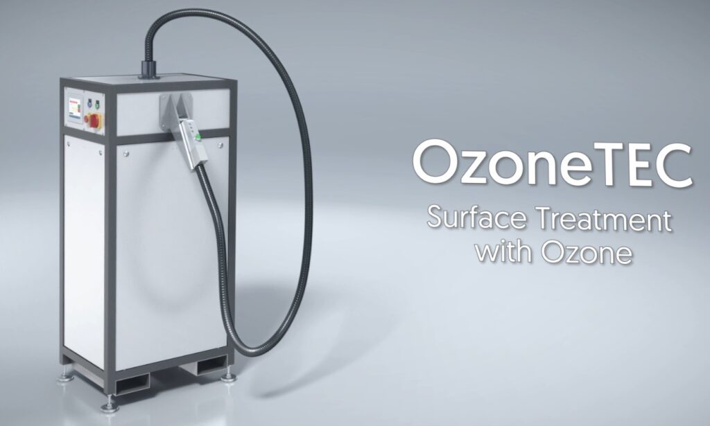 Ozone treatment technology for improving material surface energy